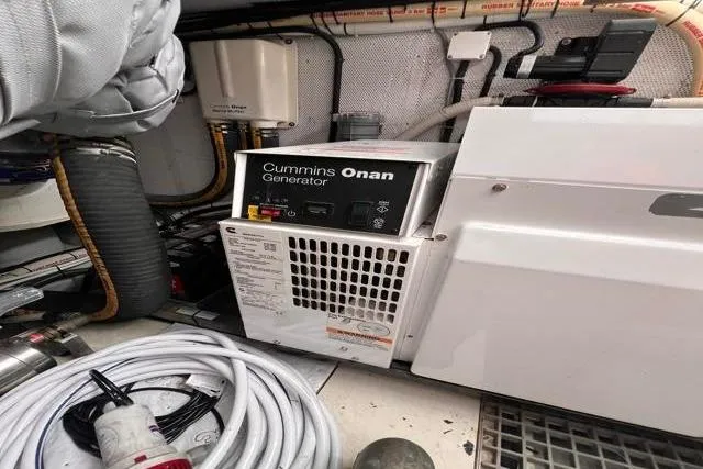 Slide: The Image of Cummins Onan generator in 2016 Galeon 660 Flybridge yacht engine room. - 50