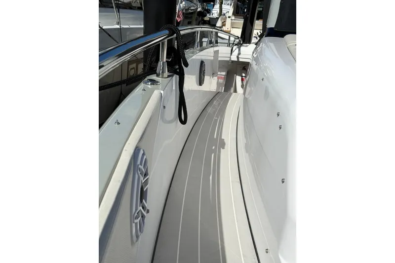 Slide: The Image of 2023 Azimut Verve 47 luxury yacht interior with sleek seating and modern design. - 18