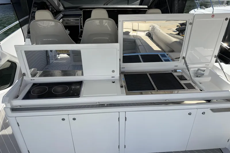 Slide: The Image of Outdoor kitchen on 2023 Azimut Verve 47 yacht with stove and grill. - 24