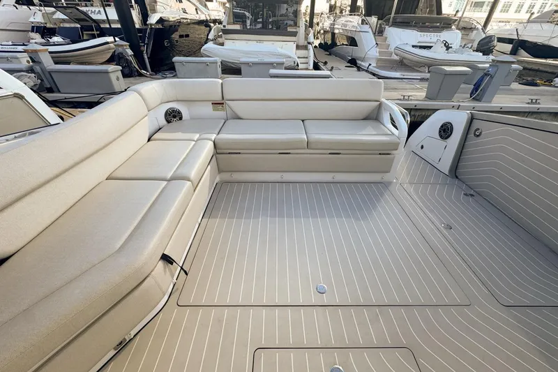 Slide: The Image of 2023 Azimut Verve 47 yacht with spacious seating and sleek deck design. - 62
