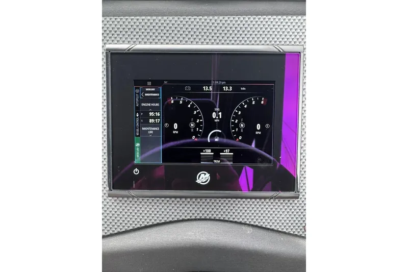 Slide: The Image of Dashboard display of 2021 Cruisers Yachts 338 South Beach Edition Bow Rider. - 6