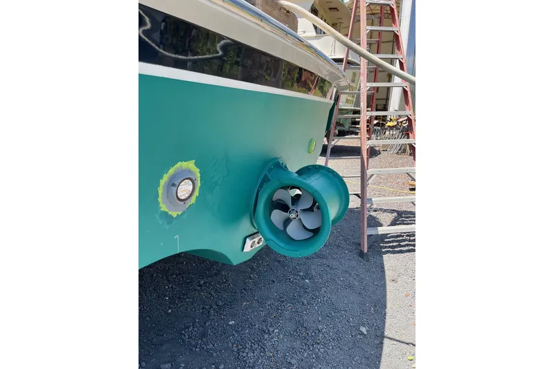 Slide: The Image of 2006 Grand Banks 47 Heritage EU boat stern with thruster and ladder. - 64