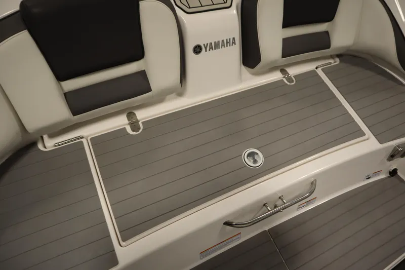 Slide: The Image of 2020 Yamaha AR210 boat interior with sleek seating and deck design. - 42