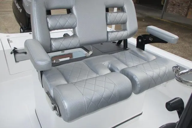 Slide: The Image of 2026 Blazer Bay MAKARIA 2600 boat interior with storage compartments and sink. - 12
