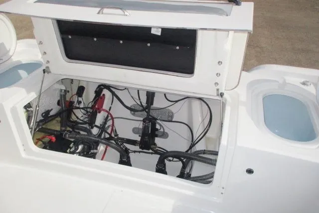 Slide: The Image of 2026 Blazer Bay MAKARIA 2600 boat wiring and battery compartment. - 19