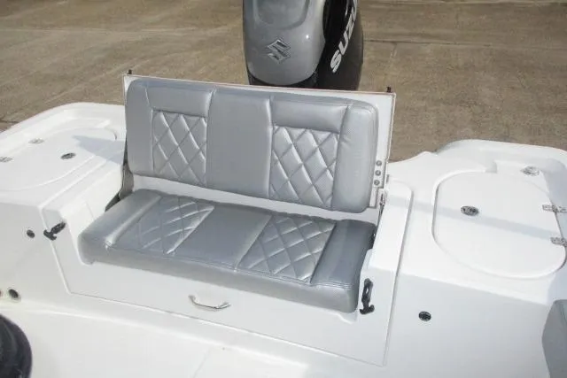 Slide: The Image of 2026 Blazer Bay MAKARIA 2600 boat wiring and storage compartment open for inspection. - 20