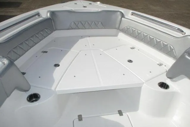 Slide: The Image of 2026 Blazer Bay MAKARIA 2600 boat interior with storage compartments and sleek design. - 28