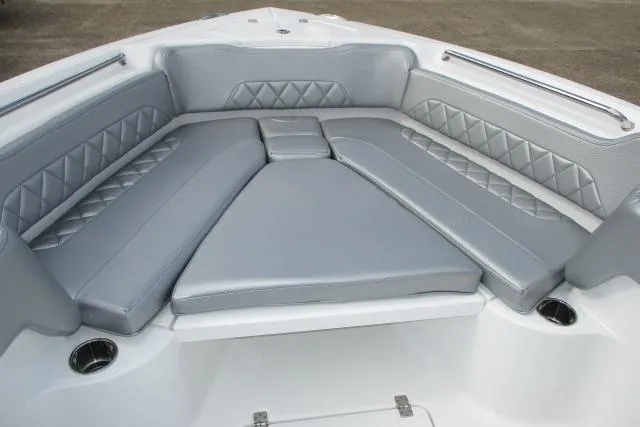 Slide: The Image of 2026 Blazer Bay MAKARIA 2600 boat interior with compact bathroom and control panel. - 30