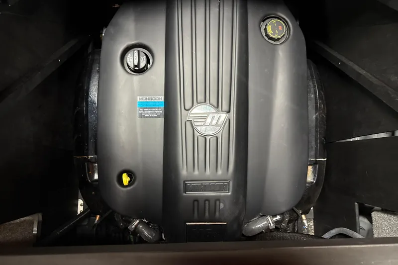 Slide: The Image of 2022 Malibu Wakesetter 25 LSV engine compartment with Monsoon engine cover. - 23
