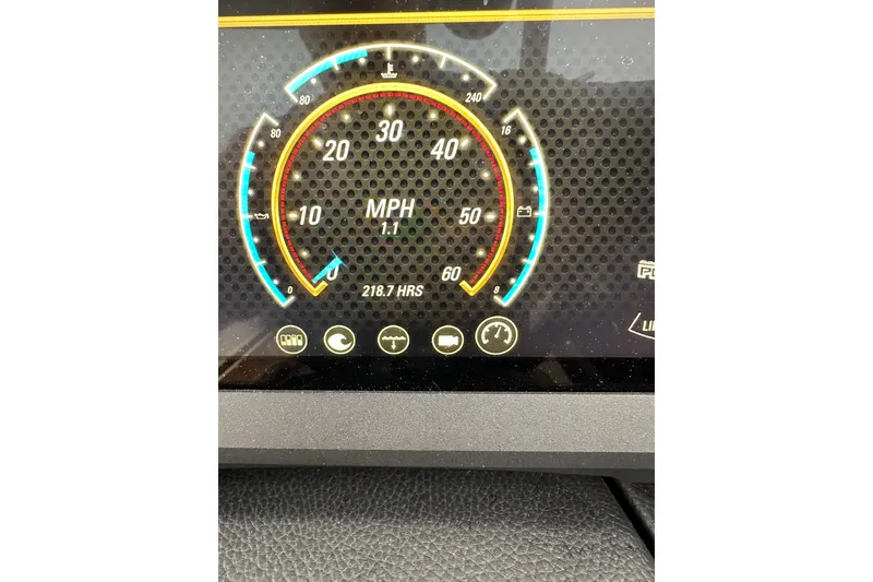 Slide: The Image of Dashboard of 2022 Malibu Wakesetter 25 LSV showing speedometer and engine hours. - 24