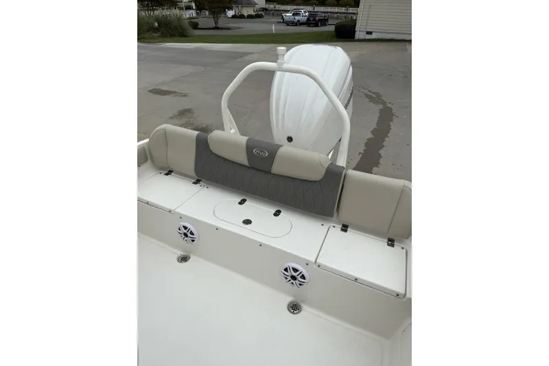 Slide: The Image of 2026 Key West 239 FS boat interior with storage compartments and overhead view. - 6
