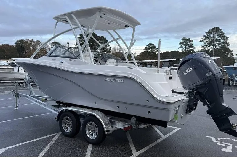 Slide: The Image of 2026 Sea Fox 228 Traveler boat on trailer with Yamaha outboard motor. - 8