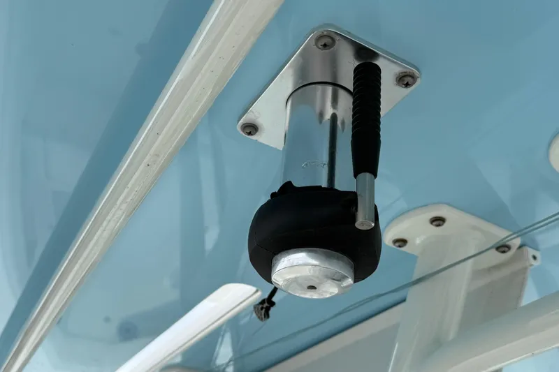 Slide: The Image of 2022 SeaVee 270Z boat detail showing a mounted rod holder on a blue surface. - 20