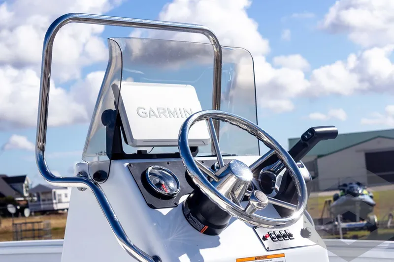 Slide: The Image of Steering console of 2026 G3 Bay 20 boat with Garmin navigation system. - 17