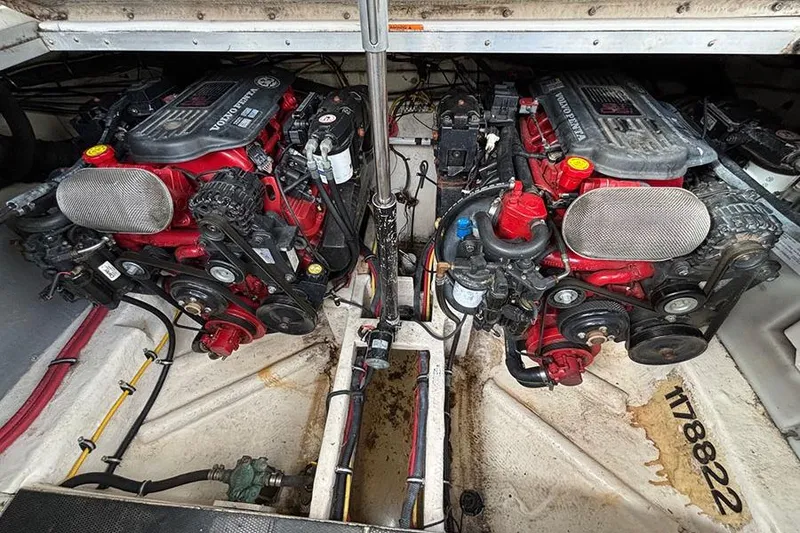 Slide: The Image of 2006 Chaparral Signature 350 engine compartment with dual Volvo Penta engines. - 29