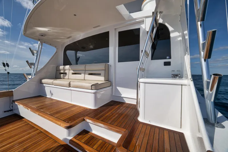 Slide: The Image of Luxurious Weaver 60 Convertible yacht deck with wooden flooring, 2002 model, ocean view. - 41