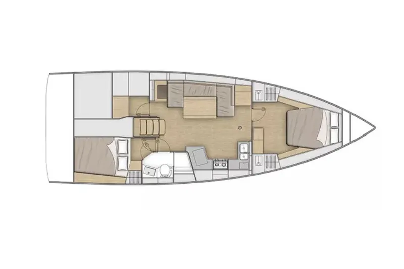 Slide: The Image of Manufacturer Provided Image: Floor plan of 2026 Beneteau Oceanis 40.1 sailboat, featuring cabins and living areas. - 11