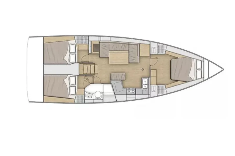 Slide: The Image of Manufacturer Provided Image: Floor plan of 2026 Beneteau Oceanis 40.1 sailboat, featuring spacious cabins and modern amenities. - 12