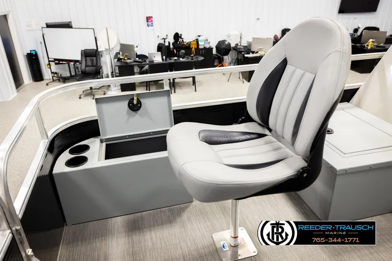 Slide: The Image of 2024 Lowe Ultra 162 Fish & Cruise boat seat with storage and cup holders. - 22