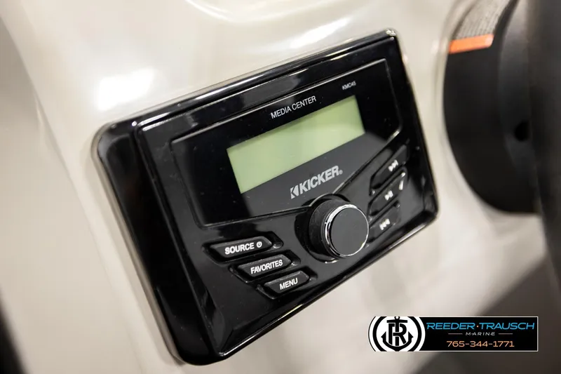 Slide: The Image of 2024 Lowe Ultra 162 Fish & Cruise boat media center with Kicker audio system. - 30