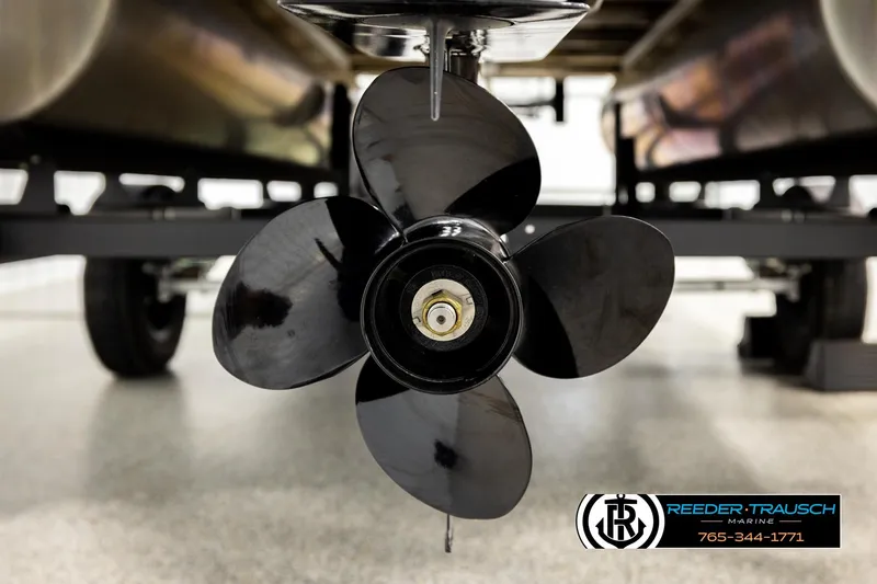 Slide: The Image of Close-up of a 2024 Lowe Ultra 162 Fish & Cruise boat propeller. - 48