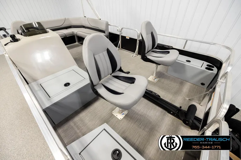 Slide: The Image of 2024 Lowe Ultra 162 Fish & Cruise boat interior with seating and console. - 9