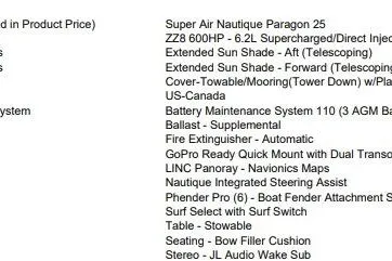 Slide: The Image of 2023 Nautique Super Air Nautique G25 Paragon features list, including ZZ8 engine and advanced navigation. - 14