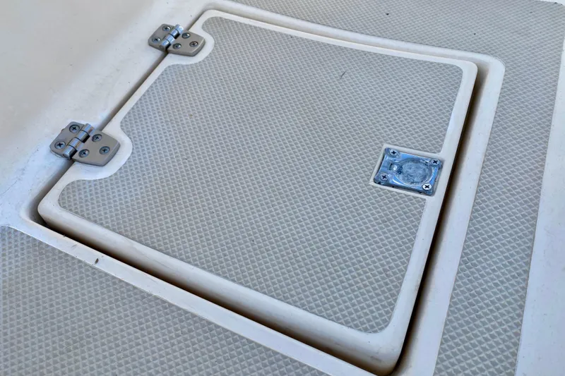 Slide: The Image of Hinged deck hatch on a 1994 Island Packet 44 sailboat. - 54