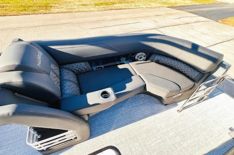 Slide: The Image of Luxurious seating on 2026 Harris Grand Mariner 230 pontoon boat, featuring sleek design and comfort. - 30