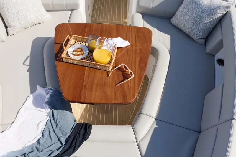 Slide: The Image of Luxurious bathroom interior of 2026 MJM 38 X yacht with wooden cabinetry and ocean view. - 12