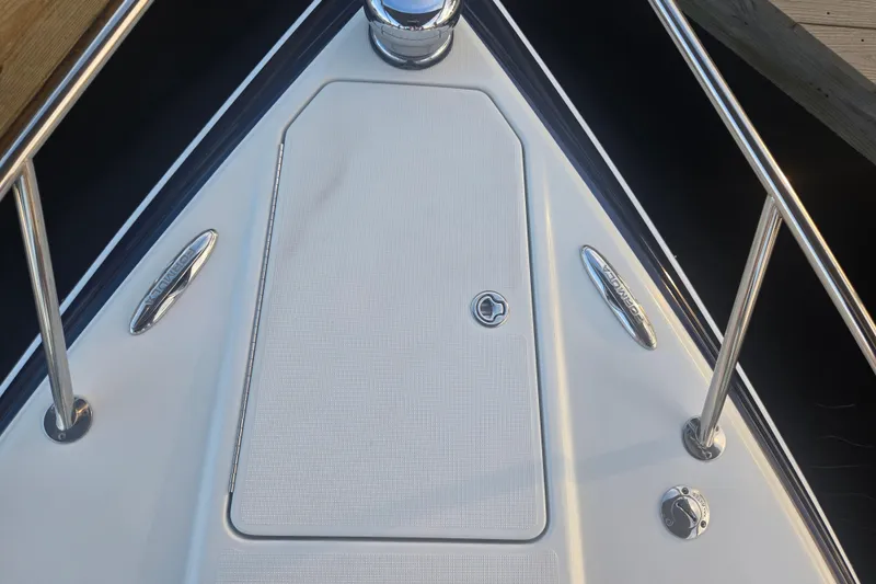 Slide: The Image of 2013 Formula 310 Sun Sport boat deck with stainless steel railings. - 36