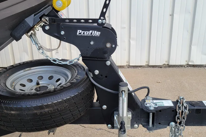 Slide: The Image of Trailer hitch with spare tire and winch for 2022 Crestliner 1750 Fish Hawk WT. - 18