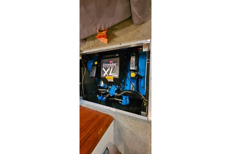 Slide: The Image of Engine compartment of a 1994 Carver 390 Cockpit Motor Yacht with Crusader XL engine. - 38