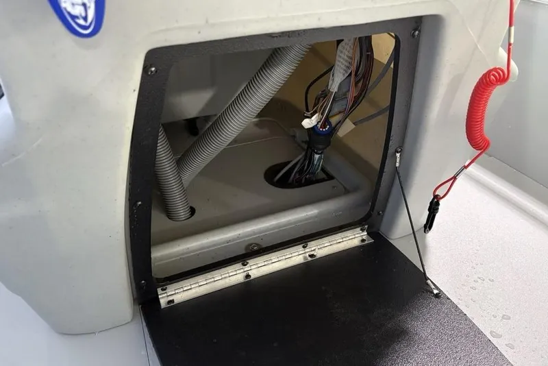 Slide: The Image of Interior wiring of 2026 Tracker Bass Tracker Classic CC boat, showing cables and connections. - 14