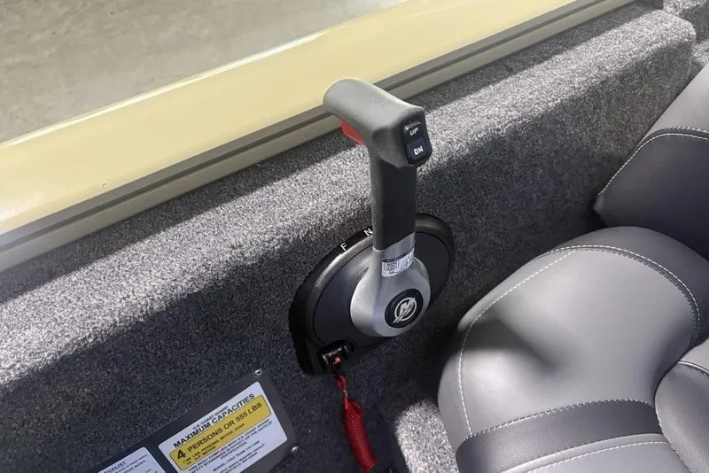 Slide: The Image of Throttle control in 2026 Tracker Pro Team 175 boat interior. - 26