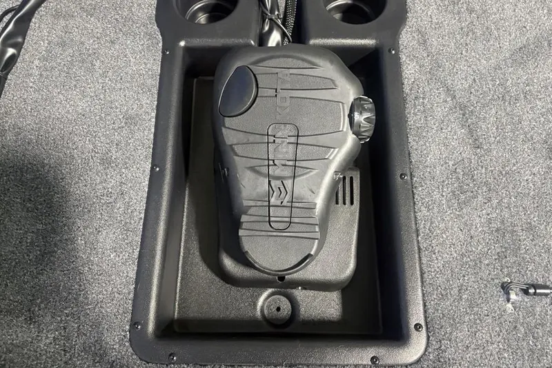 Slide: The Image of 2026 Tracker Pro Team 175 boat seat, gray upholstery, sleek design. - 8