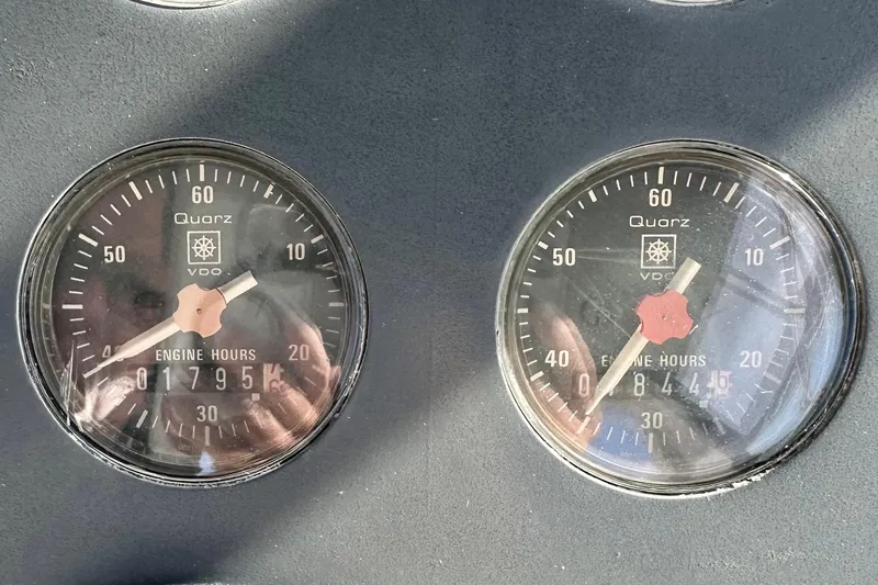 Slide: The Image of Close-up of engine hour meters on a 1990 Tiara Yachts 3600 Open. - 25