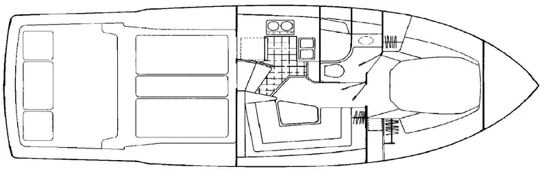 Slide: The Image of Floor plan of a 1990 Tiara Yachts 3600 Open, showcasing interior layout and design. - 26