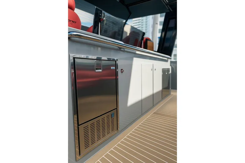 Slide: The Image of 2023 De Antonio Yachts D42 Open interior with sleek cabinetry and modern design. - 12