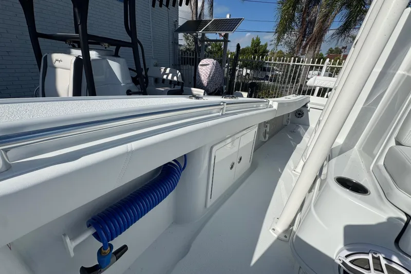 Slide: The Image of 2026 Yellowfin 26 Hybrid boat interior with sleek design and modern features. - 14