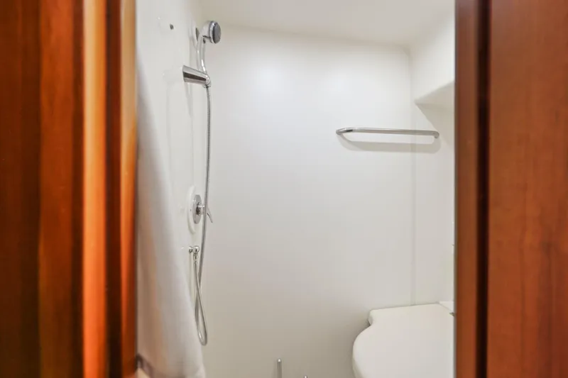 Slide: The Image of Shower area in 2008 Tiara Yachts 4300 Sovran, featuring sleek design and modern fixtures. - 38
