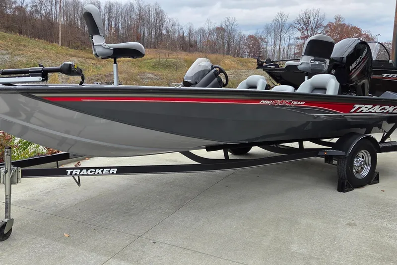 The Image of 2018 Tracker Pro Team 195 Tournament Edition boat on trailer, parked outdoors. - 0