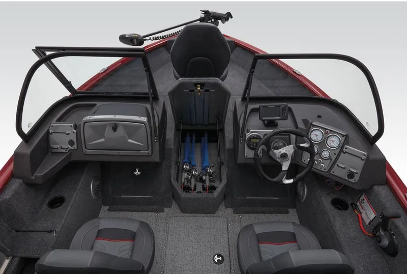 Slide: The Image of 2022 Tracker Pro Guide V-175 Combo boat with Mercury outboard motor in parking lot. - 16