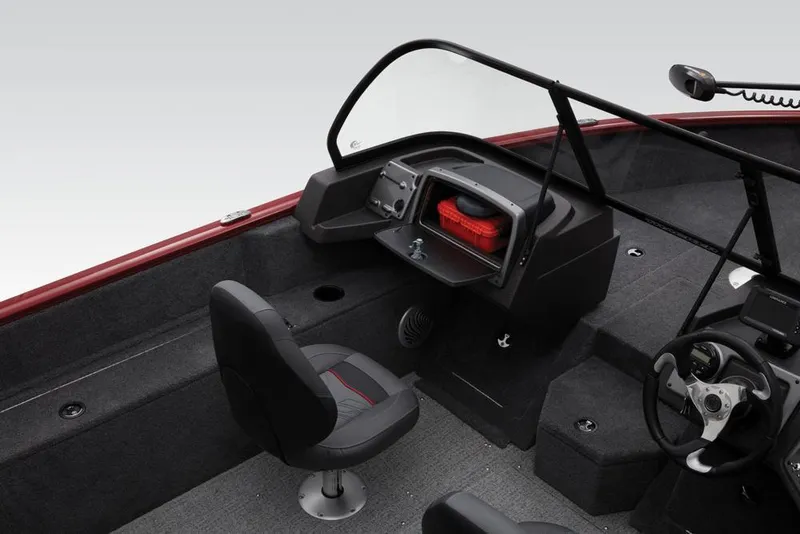 Slide: The Image of 2022 Tracker Pro Guide V-175 Combo boat on trailer, parked in a lot. - 18