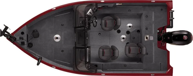 Slide: The Image of 2022 Tracker Pro Guide V-175 Combo boat interior with seating and carpeted deck. - 8