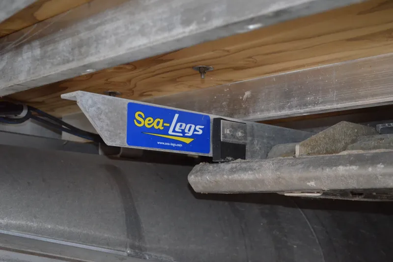 Slide: The Image of Sea-Legs system on 2018 Sweetwater SW2086c pontoon boat, underside view. - 5
