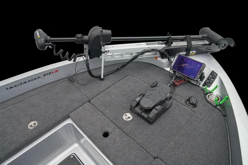 Slide: The Image of Manufacturer Provided Image: 2026 Ranger 212LS boat deck with trolling motor and electronic equipment. - 28