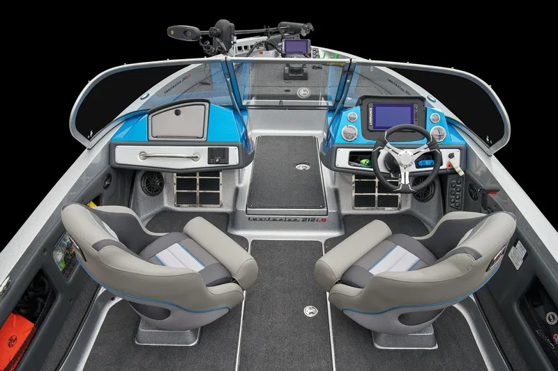 Slide: The Image of Manufacturer Provided Image: 2026 Ranger 212LS boat interior with dual seats, modern dashboard, and steering wheel. - 36
