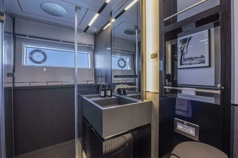 Slide: The Image of Modern bathroom interior on Pearl 82 yacht, featuring sleek design and contemporary fixtures, 2026 model. - 33