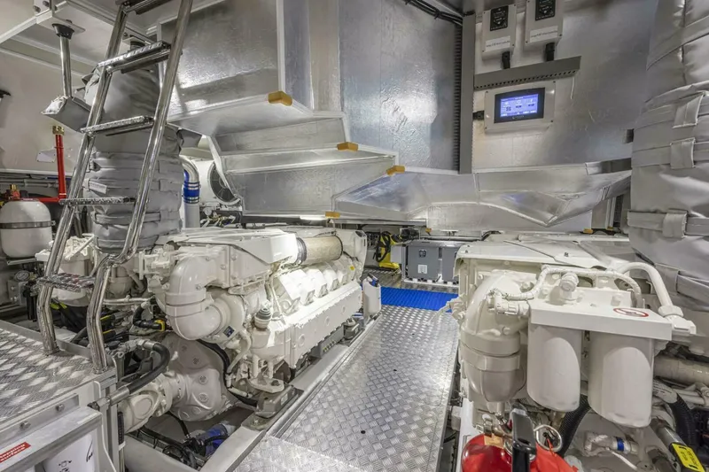 Slide: The Image of Engine room of 2026 Pearl 82 yacht, featuring advanced machinery and control systems. - 37